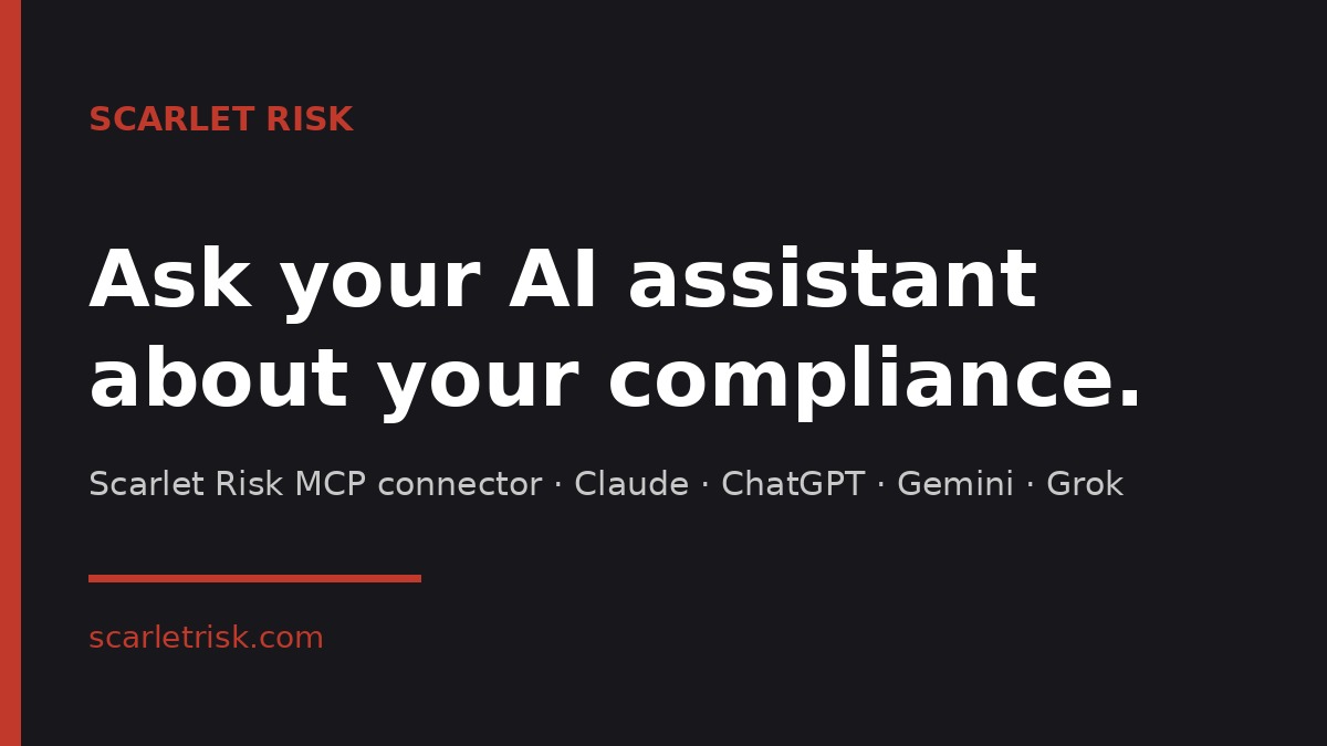 Scarlet Risk graphic: "Ask your AI assistant about your compliance"