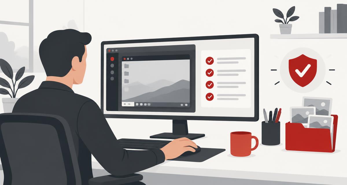 A calm MSP operator at a desk with a remote-access console on screen beside a four-line checklist card and a folder of dated evidence screenshots